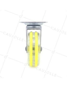 Transparent yellow designer castor wheel 75 mm diameter swivel plate 3