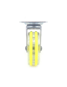 Transparent yellow designer castor wheel 75 mm diameter swivel plate 3