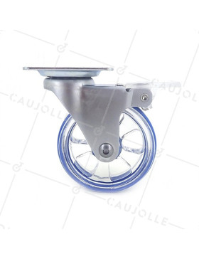 ROULETTE DESIGN À FREIN TRANSPARENTE BLEUE DIAMÈTRE 75 MM CHARGE 50 KG - CRYSTAL B75 PAF