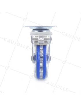 ROULETTE DESIGN À FREIN TRANSPARENTE BLEUE DIAMÈTRE 75 MM CHARGE 50 KG - CRYSTAL B75 PAF