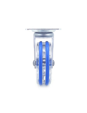 ROULETTE DESIGN TRANSPARENTE BLEUE DIAMÈTRE 75 MM CHARGE 50 KG - CRYSTAL B75P
