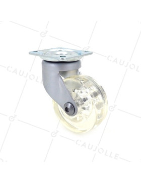 ROULETTE DESIGN TRANSPARENTE DIAMÈTRE 50 MM CHARGE 35 KG - CRYSTALTR50P • Caujolle