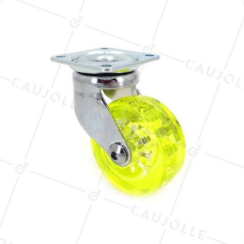 TRANSPARENT YELLOW DESIGNER CASTOR 50 MM DIAMETER 35 KG MAX LOAD - CRYSTAL J50 P • Caujolle