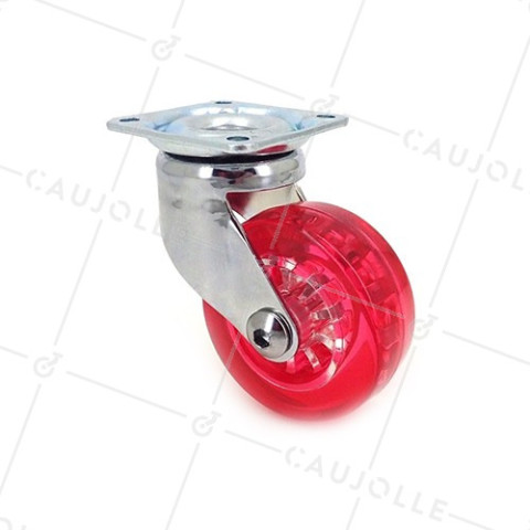 TRANSPARENT RED DESIGNER CASTOR 50 MM DIAMETER 35 KG MAX LOAD - CRYSTAL R50 P • Caujolle