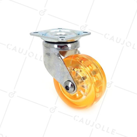 TRANSPARENT ORANGE DESIGNER CASTOR 50 MM DIAMETER 35 KG MAX LOAD - CRYSTAL OR50 P • Caujolle