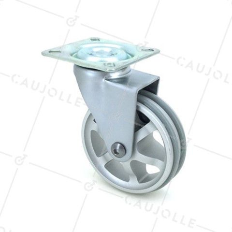 ROULETTE DESIGN EN ALUMINIUM GRIS DIAMÈTRE 75 MM CHARGE 45KG - ALUSTYL75P • Caujolle