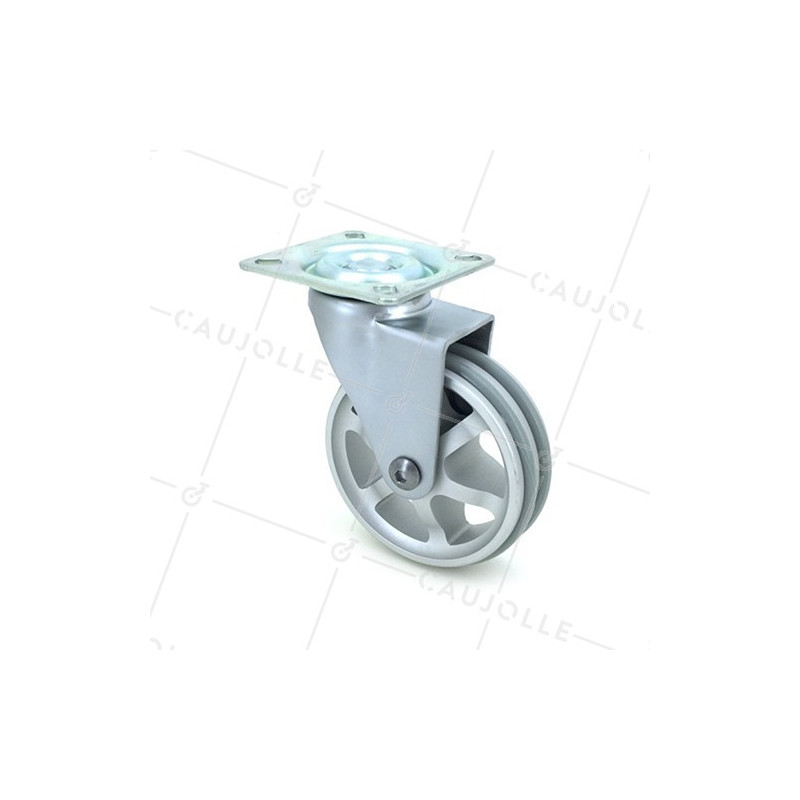 ROULETTE DESIGN EN ALUMINIUM GRIS DIAMÈTRE 75 MM CHARGE 45KG - ALUSTYL75P