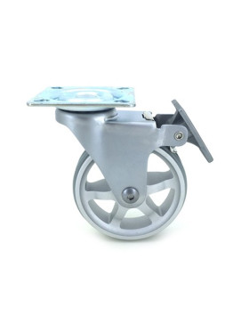 ROULETTE DESIGN EN ALUMINIUM GRIS À FREIN DIAMÈTRE 75 MM CHARGE 45KG - ALUSTYL75PAF
