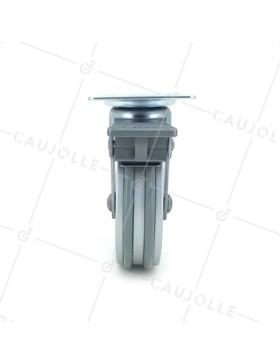 ROULETTE DESIGN EN ALUMINIUM GRIS À FREIN DIAMÈTRE 75 MM CHARGE 45KG - ALUSTYL75PAF
