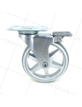 Designer die-cast aluminium castor wheel Alu'Styl 125PAF