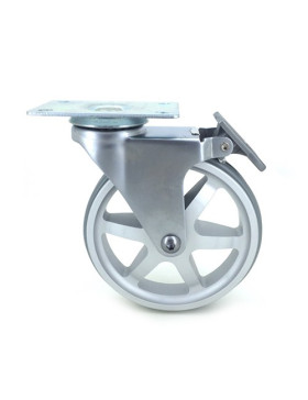 ROULETTE DESIGN À FREIN EN ALUMINIUM GRIS DIAMÈTRE 125 MM CHARGE 70KG - ALUSTYL125PAF
