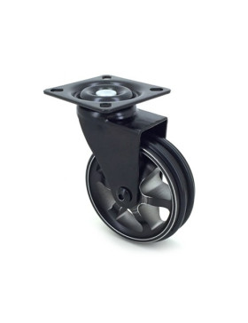 ROULETTE DESIGN EN ALUMINIUM NOIR BROSSÉ DIAMÈTRE 75 MM CHARGE 45KG - BLACKSTYL75P