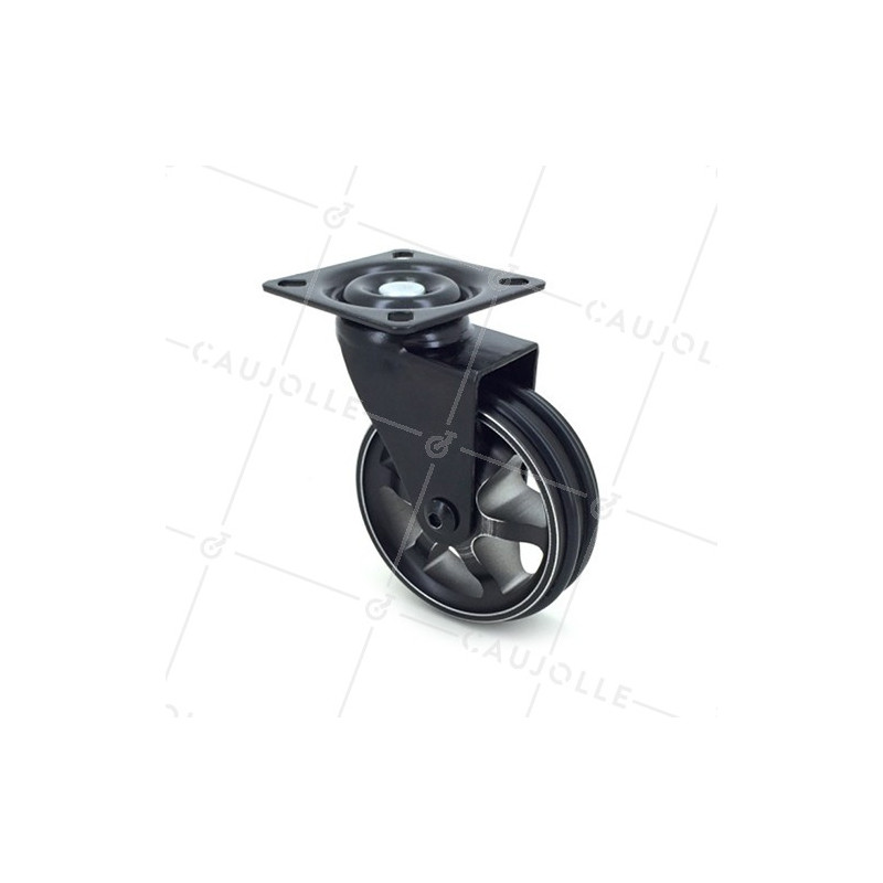 ROULETTE DESIGN EN ALUMINIUM NOIR BROSSÉ DIAMÈTRE 75 MM CHARGE 45KG - BLACKSTYL75P