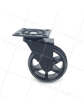 ROULETTE DESIGN EN ALUMINIUM NOIR BROSSÉ DIAMÈTRE 75 MM CHARGE 45KG - BLACKSTYL75P