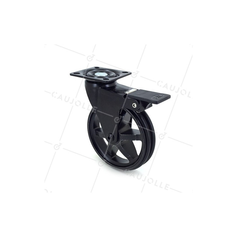 Designer black castor wheel aluminium BLACK’STYL 100PAF
