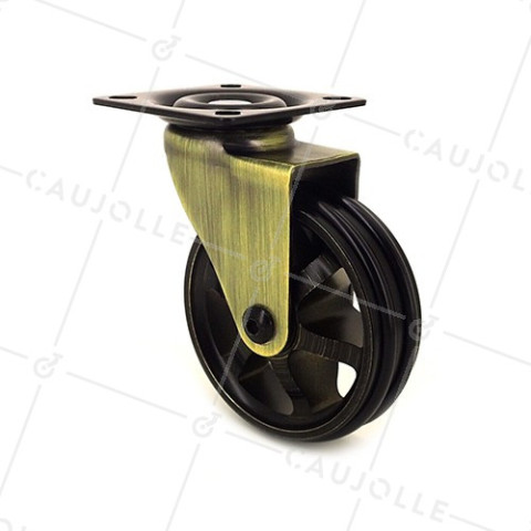 Castor RETRO DESIGN IN GOLD ALUMINUM DIAMETER 75 MM LOAD 45KG - GOLDSTYL75P • Caujolle