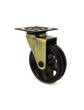 ROULETTE DESIGN RÉTRO EN ALUMINIUM DORÉ DIAMÈTRE 75 MM CHARGE 45KG - GOLDSTYL75P