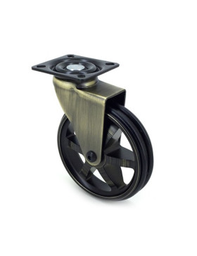 ROULETTE DESIGN RÉTRO EN ALUMINIUM DORÉ DIAMÈTRE 100 MM CHARGE 55KG - GOLDSTYL100P