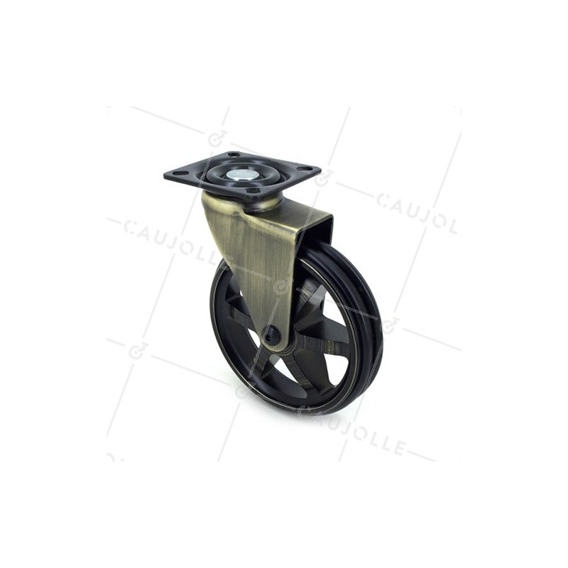 Castor RETRO DESIGN IN GOLD ALUMINUM DIAMETER 100 MM LOAD 55KG - GOLDSTYL100P