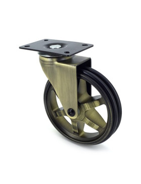 ROULETTE DESIGN RÉTRO EN ALUMINIUM DORÉ DIAMÈTRE 125 MM CHARGE 70KG - GOLDSTYL125P
