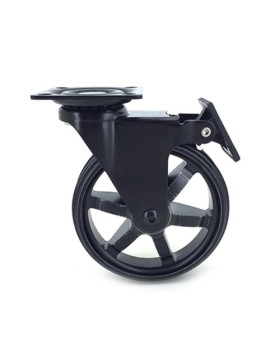 ROULETTE DESIGN EN ALUMINIUM NOIR BROSSÉ À FREIN DIAMÈTRE 100MM CHARGE 55KG - BLACKSTYL 100PAF