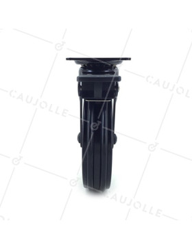 ROULETTE DESIGN EN ALUMINIUM NOIR BROSSÉ À FREIN DIAMÈTRE 100MM CHARGE 55KG - BLACKSTYL 100PAF