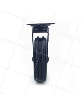ROULETTE DESIGN EN ALUMINIUM NOIR BROSSÉ DIAMÈTRE 100MM CHARGE 55KG - BLACKSTYL 100P