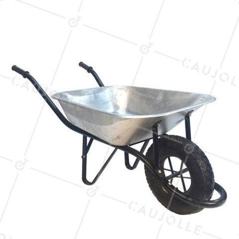 BROUETTE AVEC ROUE GONFLABLE CHARGE 180 KG EPAISSEUR TOLE 1 MM • Caujolle