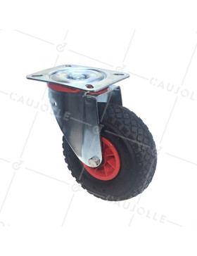 PNEUMATIC SWIVEL WHEEL 260 MM DIAMETER • Caujolle