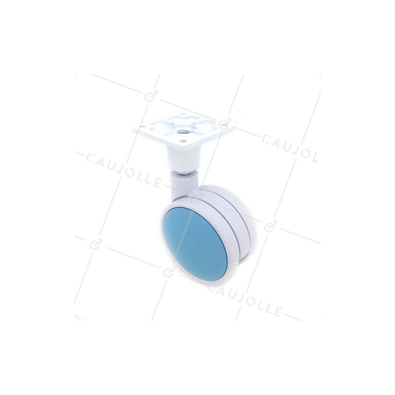 Castor wheel blue hub decoration 75 mm diameter