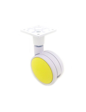 Castor wheel yellow hub decoration 75 mm diameter