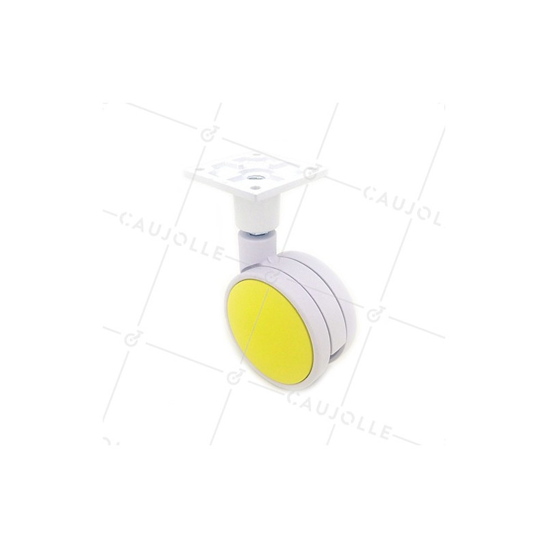 Castor wheel yellow hub decoration 75 mm diameter