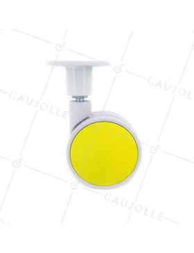 Castor wheel yellow hub decoration 75 mm diameter