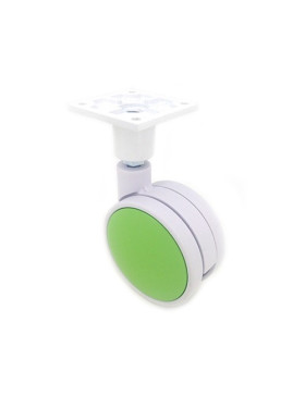 Castor wheel green hub decoration 75 mm diameter