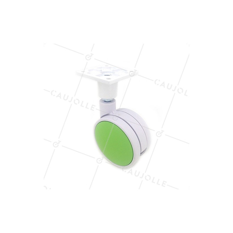 Castor wheel green hub decoration 75 mm diameter