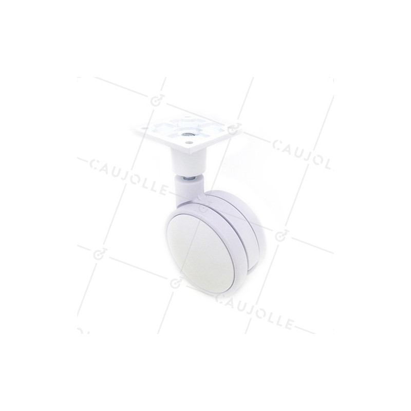 ROULETTE PLASTIQUE BLANCHE DIAMÈTRE 75 MM CHARGE 60 KG - MACARON BLANCHE
