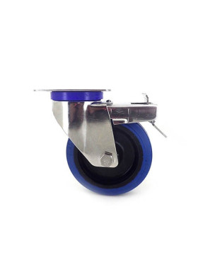 Stainless steel swivel Castor wheel with brake 125 mm diameter supple rubber 3