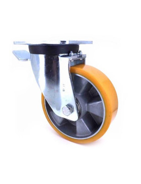 ROULETTE À FREIN POLYURÉTHANE RENFORCÉE JANTE ALUMINIUM DIAMÈTRE 160 MM CHARGE 600KG - S78AR 160AF