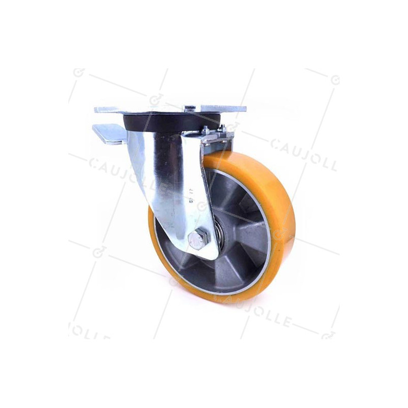 Swivel castor wheel polyurethane aluminium rim with brake 160 mm diameter load 600KG - S78AR 160AF