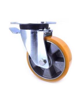 ROULETTE À FREIN POLYURÉTHANE RENFORCÉE JANTE ALUMINIUM DIAMÈTRE 160 MM CHARGE 600KG - S78AR 160AF