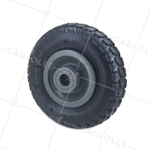 ROUE DE CHARIOT GONFLÉE A CRAMPONS DIAMÈTRE 200 MM CHARGE 80KG AXE 20 MM - S3000R20PAVE • Caujolle