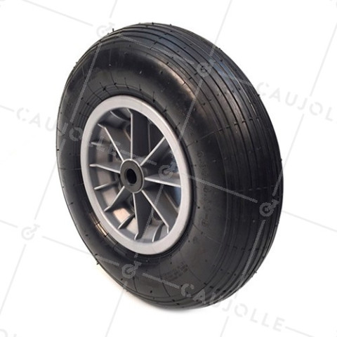 ROUE DE BROUETTE GONFLÉE DIAMÈTRE 400 MM CHARGE 150KG POUR AXE DE 20 MM - S1006PR20/74 • Caujolle