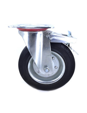 ROULETTE A FREIN RENFORCÉE DE MANUTENTION EN CAOUTCHOUC DIAMETRE 200MM CHARGE 250KG- S72R 200AF