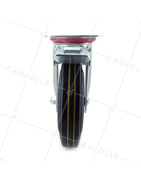 ROULETTE A FREIN RENFORCÉE DE MANUTENTION EN CAOUTCHOUC DIAMETRE 200MM CHARGE 250KG- S72R 200AF
