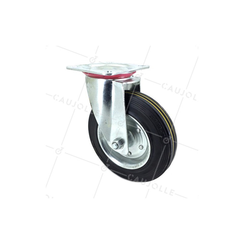 ROULETTE RENFORCÉE DE MANUTENTION CAOUTCHOUC DIAMETRE 200MM CHARGE 250 KG - S72R 200
