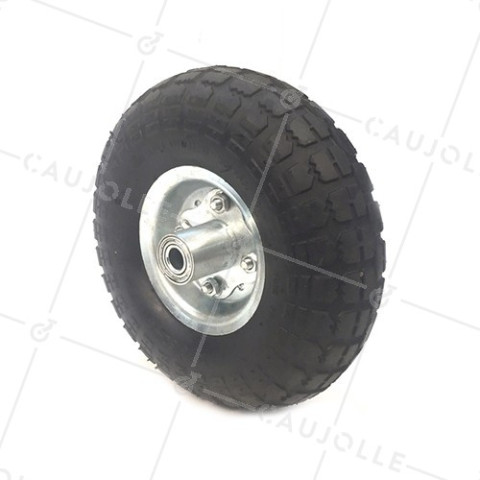 ROUE DE DIABLE PRIMEUR GONFLEE DIAMÈTRE 260 MM CHARGE 100KG AXE 16 MM ET ROULEMENT BILLES (4.10/3.50-4) • Caujolle