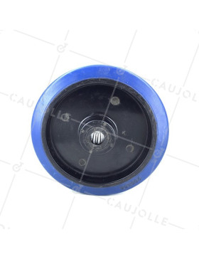 ROUE INDUSTRIELLE NON TACHANTE CAOUTCHOUC SOUPLE BLEU DIAMÈTRE 200MM AXE 20 MM