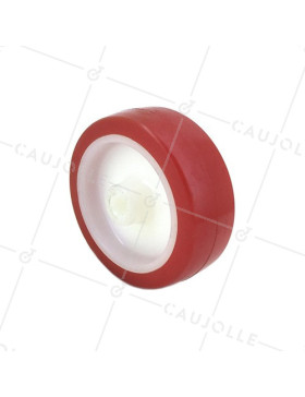 NARROW RED POLYURETHANE ROLLER 80 MM DIAMETER 8 MM BORE • Caujolle