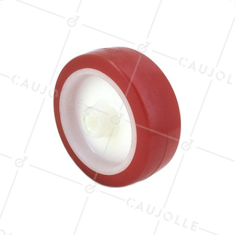 ROUE INDUSTRIELLE ETROITE POLYURÉTHANE ROUGE DIAMÈTRE 80 MM CHARGE 150KG AXE 8 MM • Caujolle