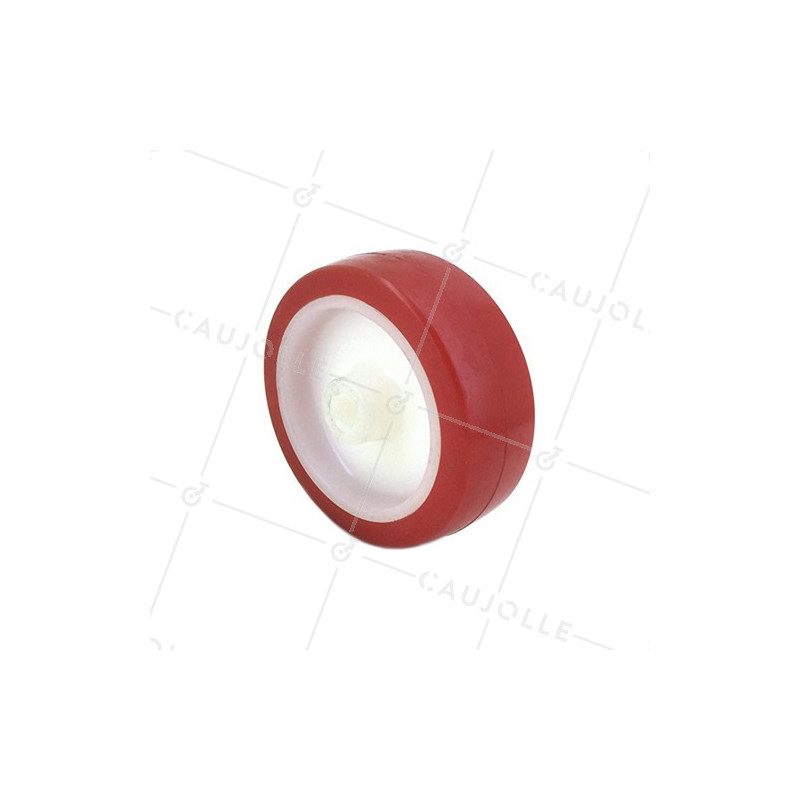 NARROW RED POLYURETHANE ROLLER 80 MM DIAMETER 8 MM BORE